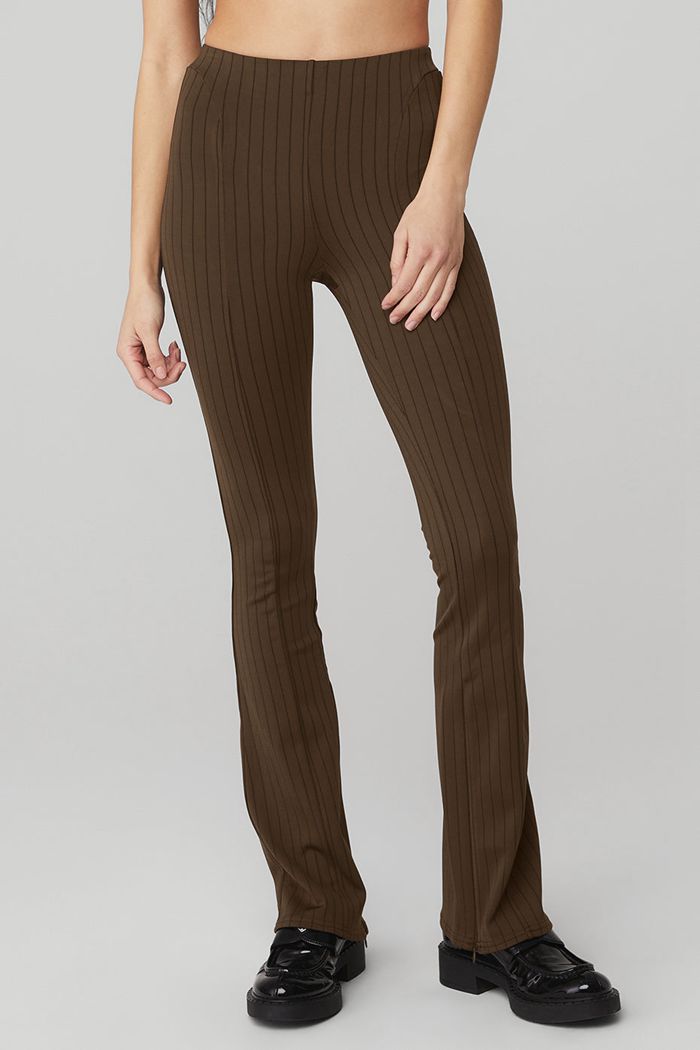 Alo Yoga High-Waist Pinstripe Zip It Flare Women's Leggings Black | KQNBLYX-25