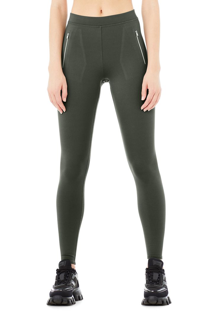 Alo Yoga High-Waist Thrill Seeker Women's Leggings Dark Green | CATWZYX-16