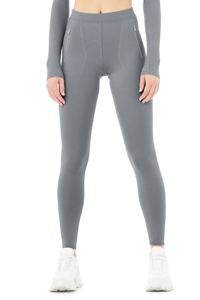 Alo Yoga High-Waist Thrill Seeker Women's Leggings Grey | LQTHNYC-42