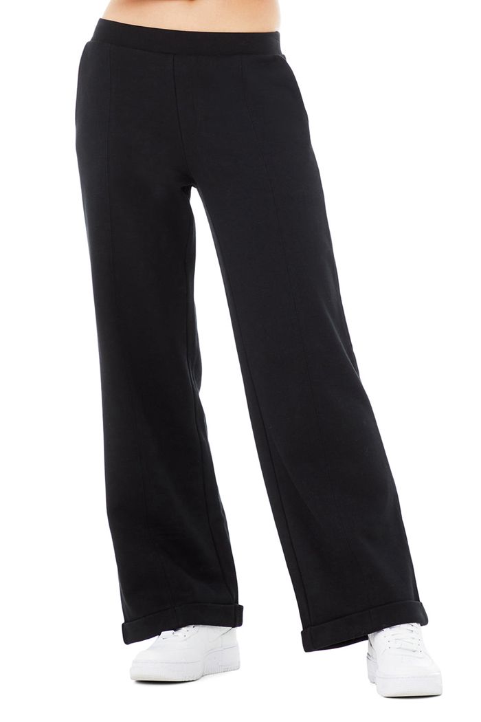 Alo Yoga High-Waist Wide Leg Women's Pants Black | ULKATXZ-08