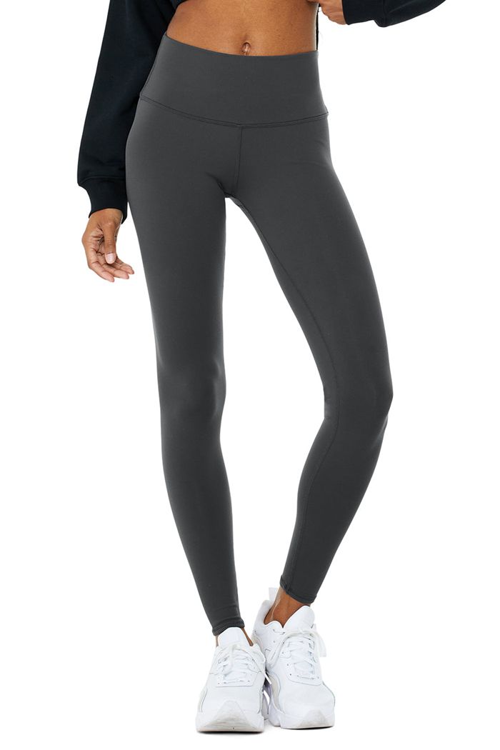 Alo Yoga High-Waist Winter Warmth Plush Women's Leggings Dark Grey | HZNMSVQ-41