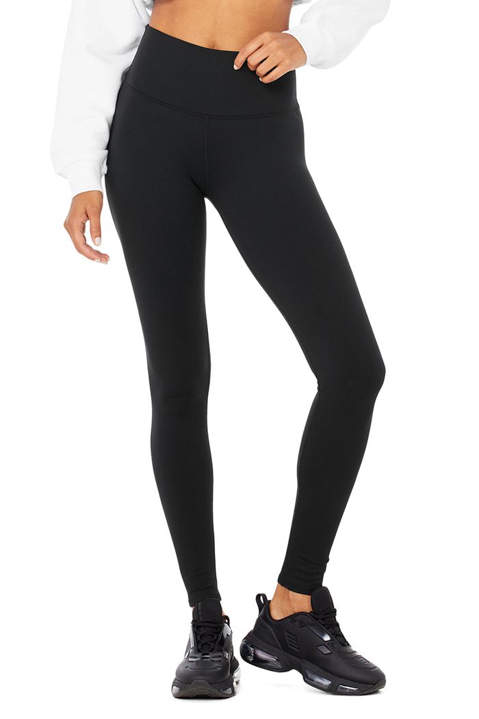 Alo Yoga High-Waist Winter Warmth Plush Women's Leggings Black | YRVGIHB-25