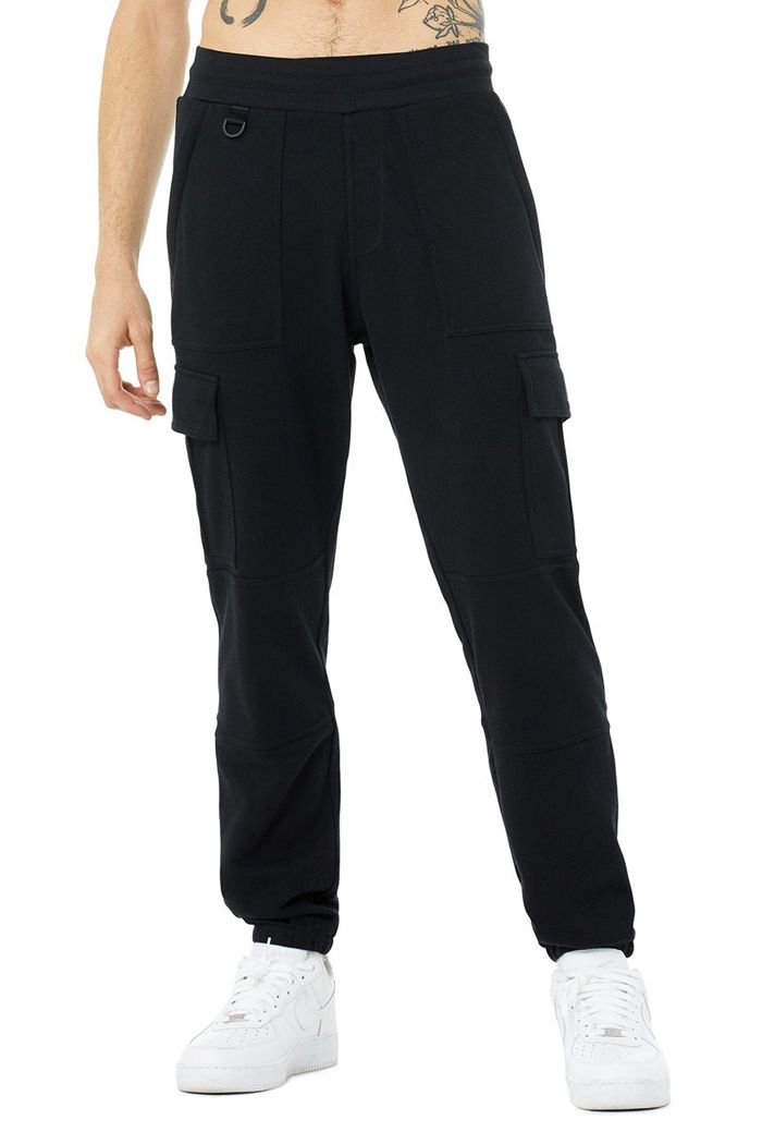 Alo Yoga Highline Cargo Sweat Men's Pants Black | ZWKJEVI-28