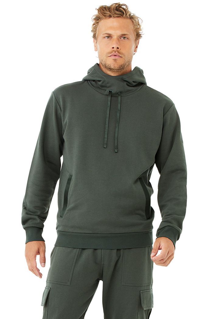 Alo Yoga Highline Men's Hoodie Dark Green | BLFMREV-82