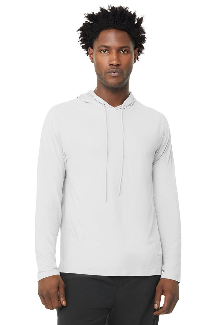 Alo Yoga Idol Hooded Runner Men's Hoodie White | PEOGZSH-35