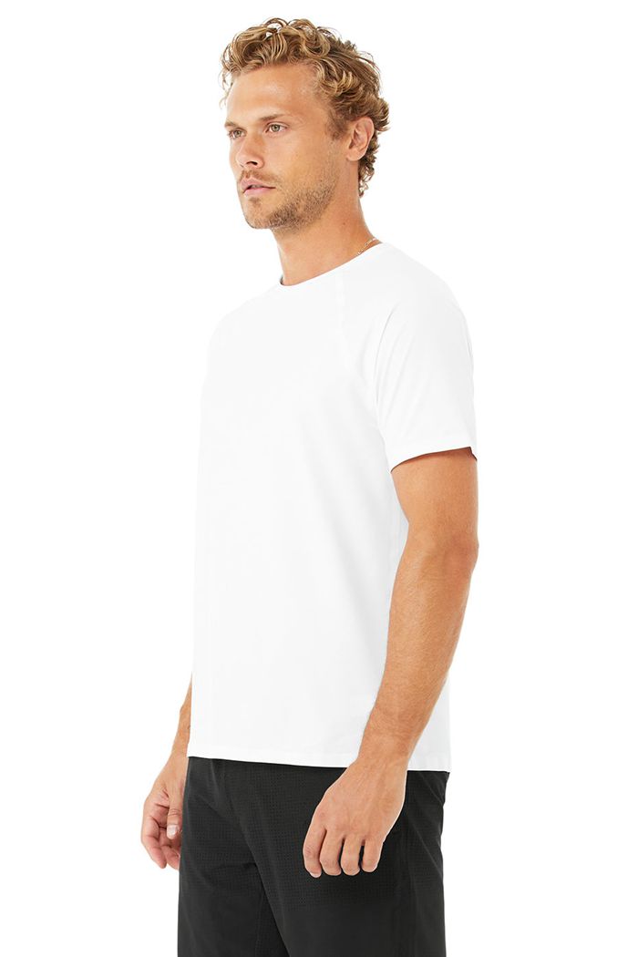 Alo Yoga Idol Performance Tee Men's Short Sleeve White | KEFLODY-47