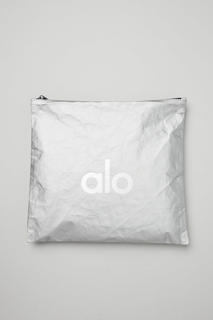 Alo Yoga Keep It Dry Fitness Zip Pouch Women's Bags Silver | TYXZMID-20