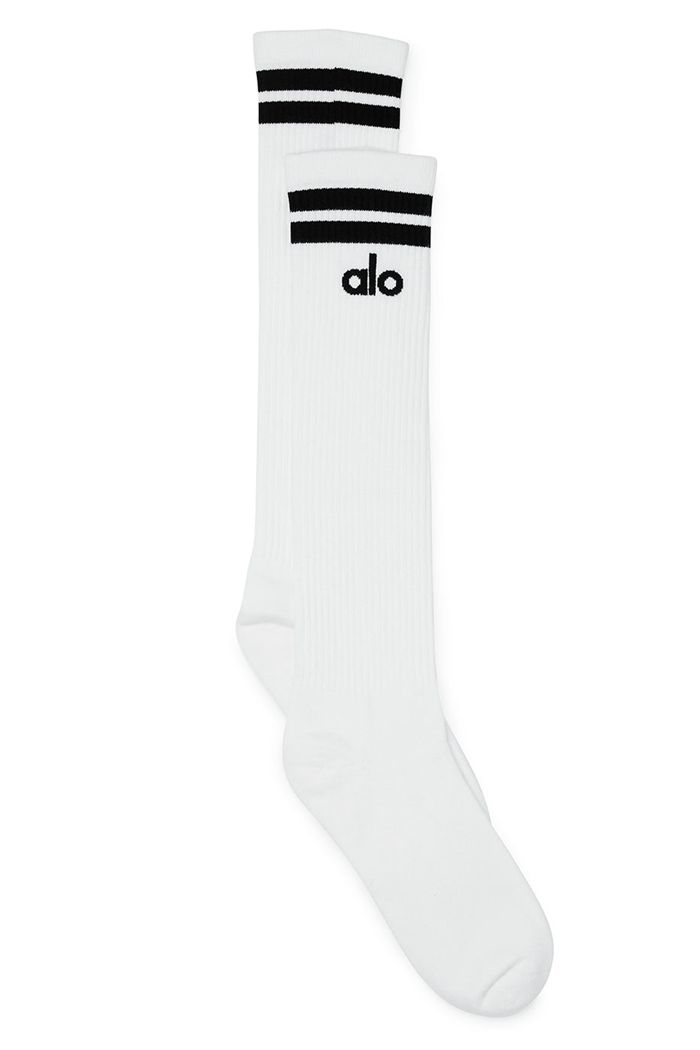 Alo Yoga Knee-High Throwback Women's Socks White | WKIAEHN-25