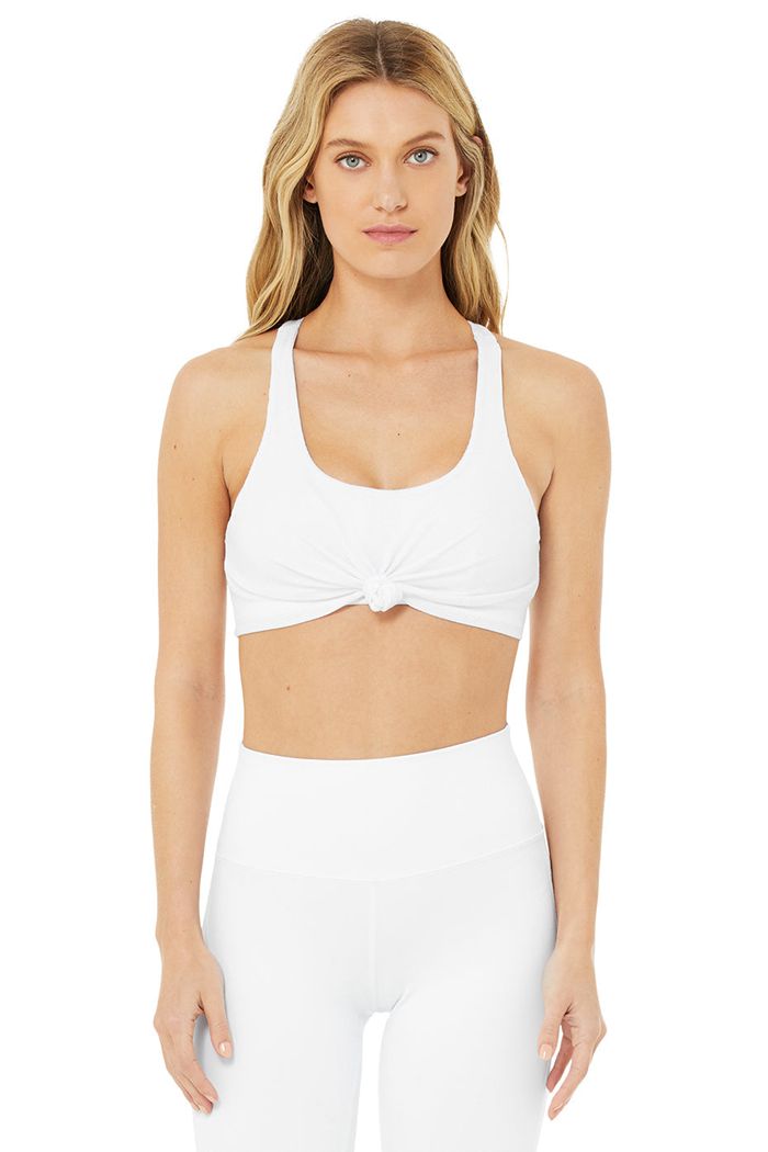 Alo Yoga Knot Women's Bras White | ANSXHZC-57