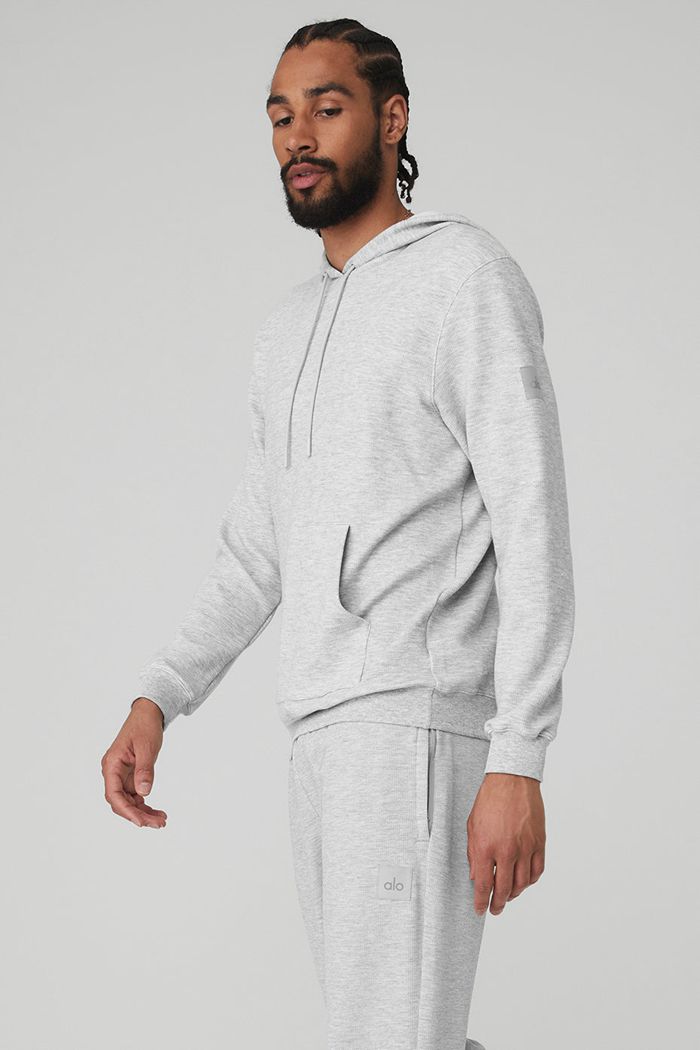 Alo Yoga Micro Waffle Fast Break Men's Hoodie Grey | CDYRKSO-34