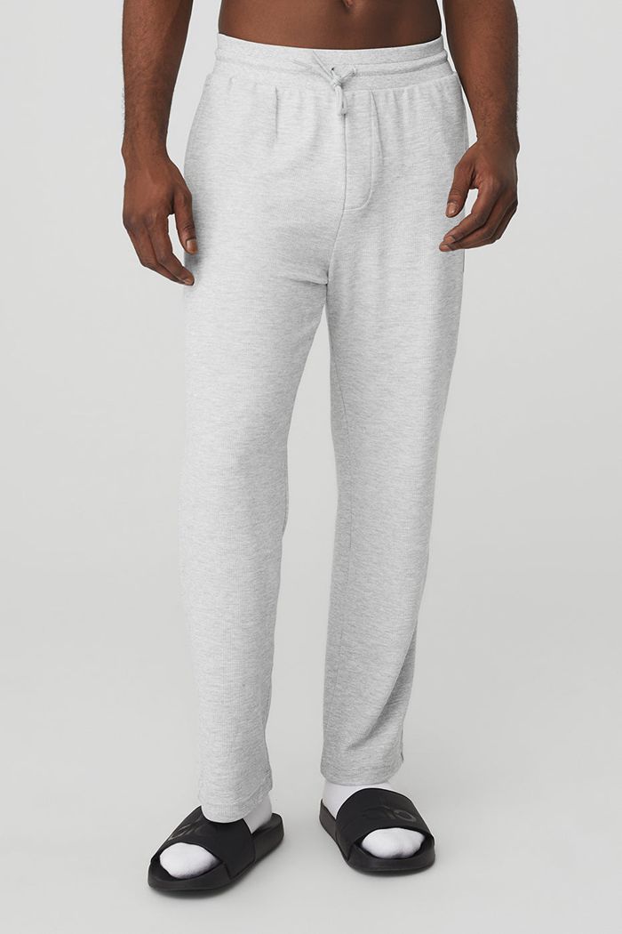 Alo Yoga Micro Waffle Fast Break Sweat Men's Pants Grey | CHKISXJ-73