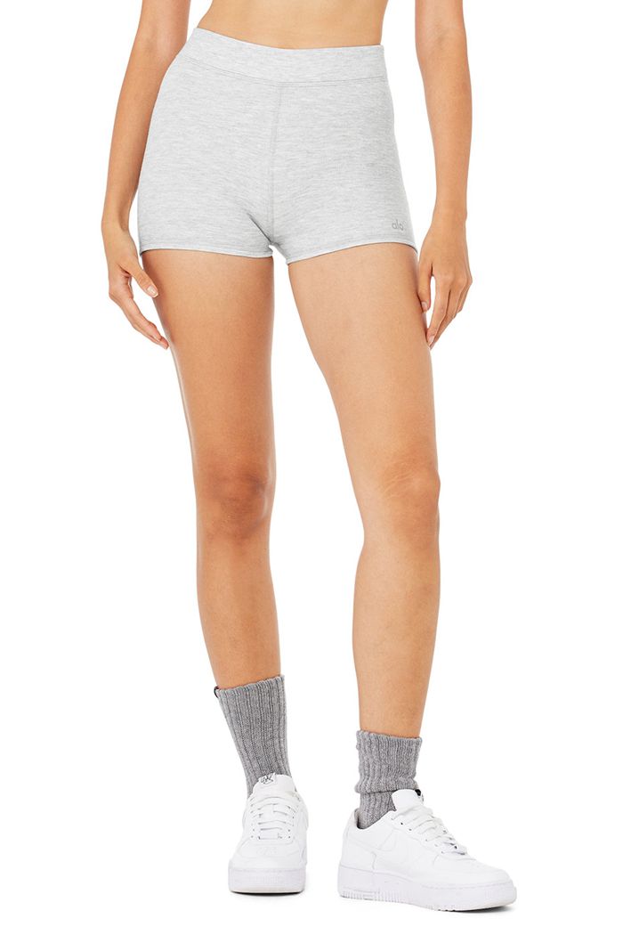 Alo Yoga Micro Waffle Pleasant Boy Women's Short Grey | VTRYEZL-23