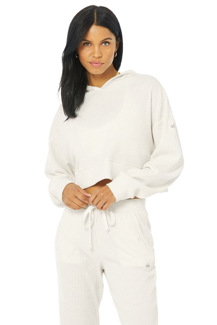 Alo Yoga Muse Women's Hoodie White | FYOGVUQ-49