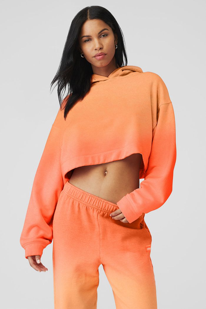 Alo Yoga Ombre Bae Women's Hoodie Orange | KHGUWNY-05