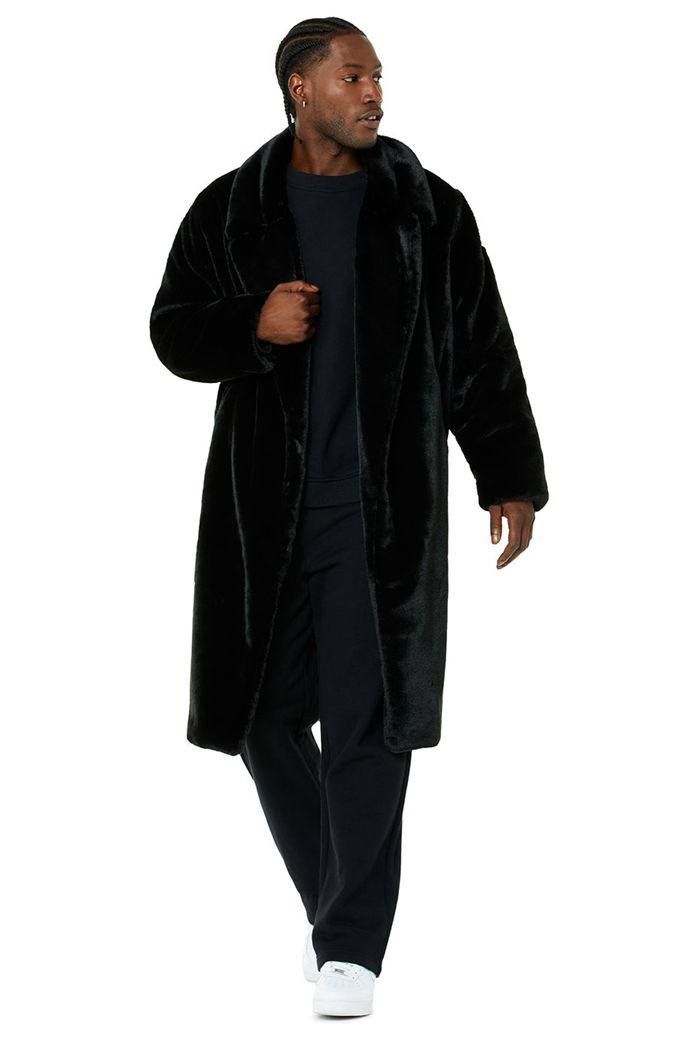 Alo Yoga Oversized Faux Fur Trench Men's Coat Black | PVDCJFR-18