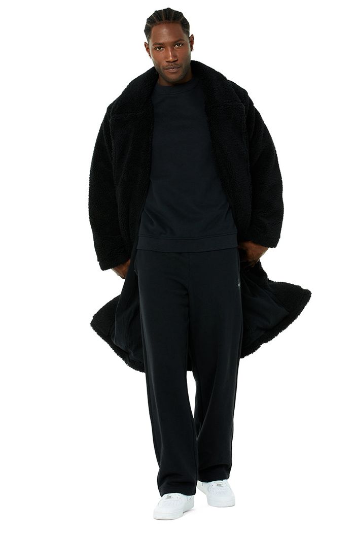 Alo Yoga Oversized Sherpa Trench Men's Coat Black | QDRLTGE-30