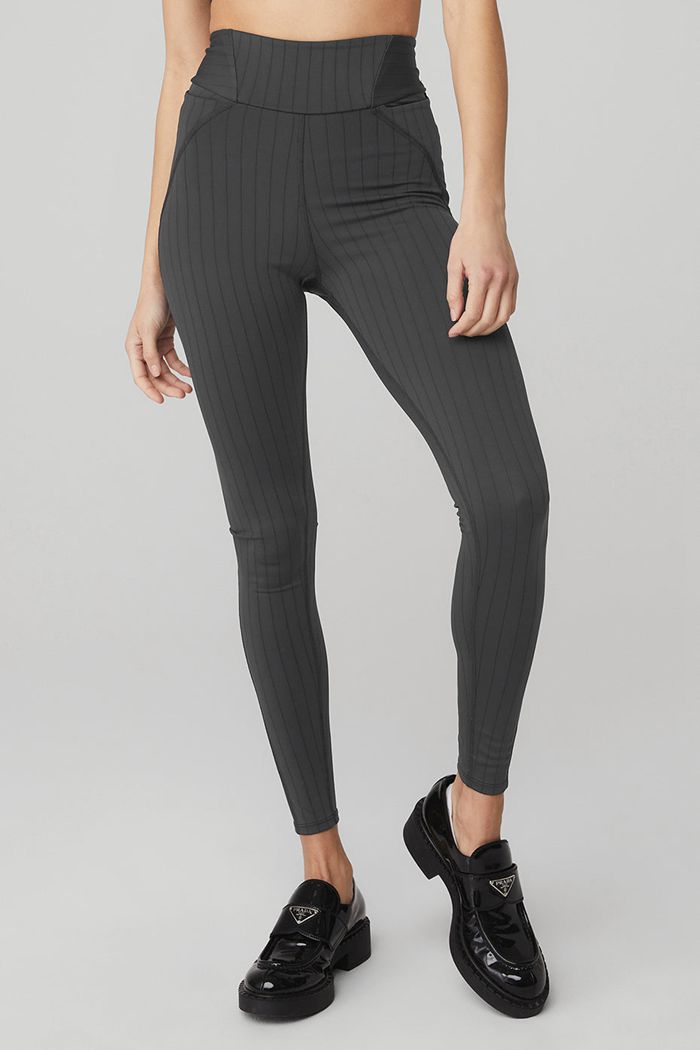 Alo Yoga Pinstripe Jacquard Extreme High-Waist Women's Leggings Dark Grey | WZHFPEY-06