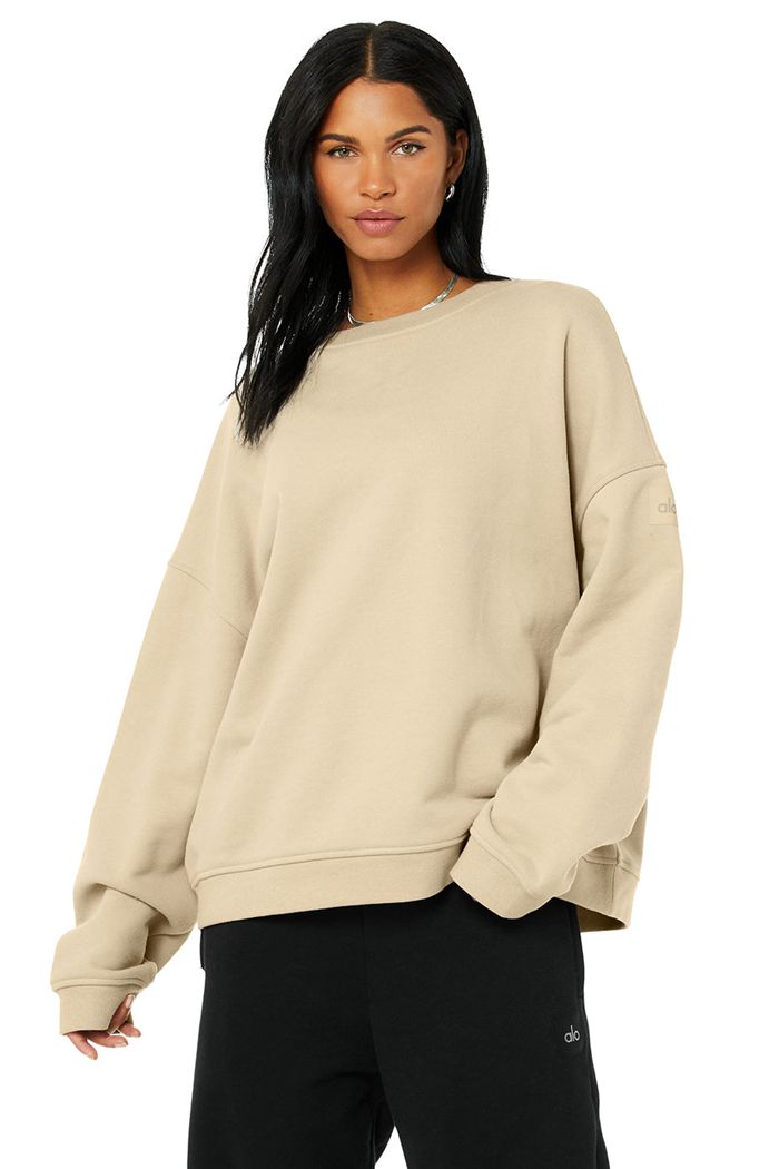 Alo Yoga Renown Crew Neck Women's Pullover Brown | ONSGRQB-20