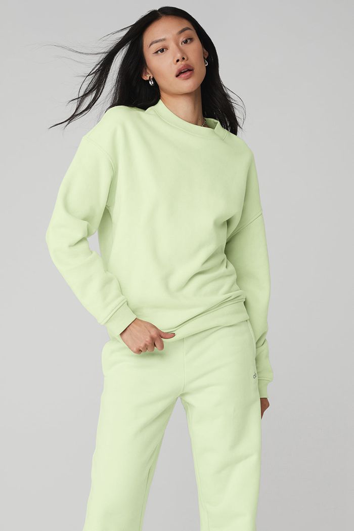 Alo Yoga Renown Crew Neck Women's Pullover Green | VGQZWCL-20