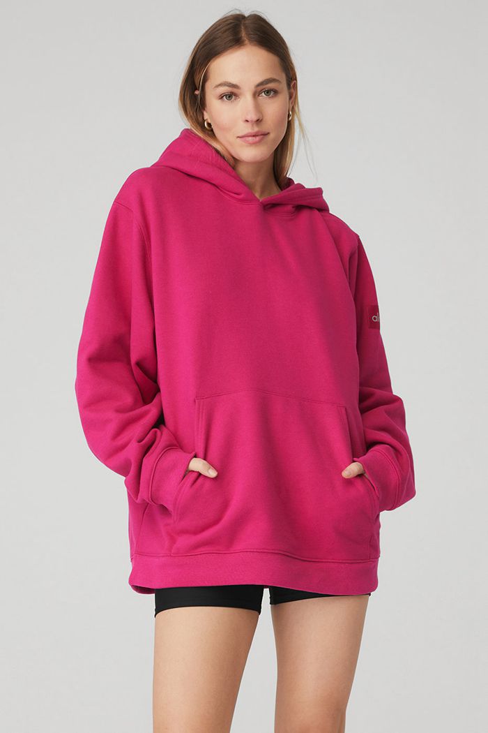 Alo Yoga Renown Women's Hoodie Red | DEPGINS-54