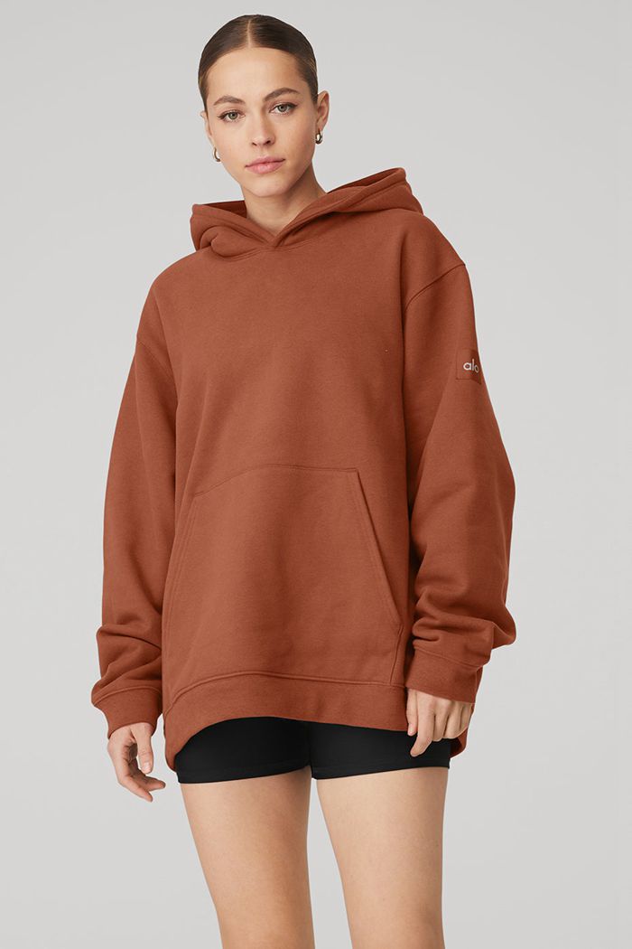 Alo Yoga Renown Women's Hoodie Red | HZVPMFW-05