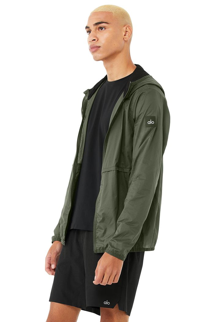 Alo Yoga Repeat Running Men's Jackets Dark Green | KDLFSNZ-23