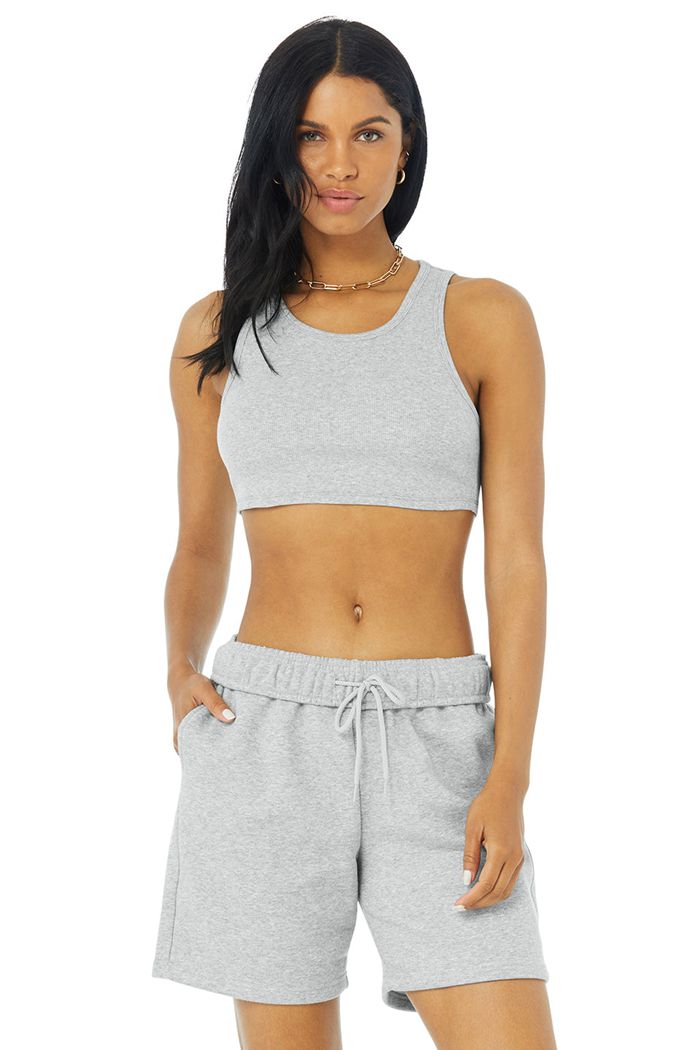 Alo Yoga Ribbed Vibe Women's Tank Tops Grey | NTZKVUQ-02