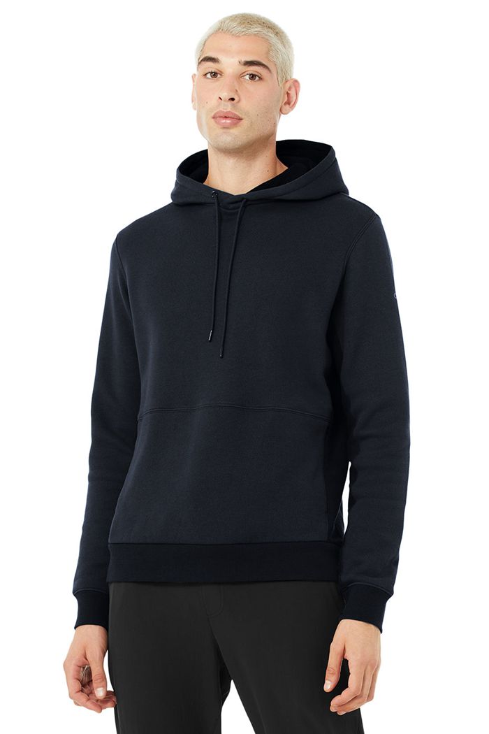 Alo Yoga Runyon Men's Hoodie Navy | BFMEYCI-74