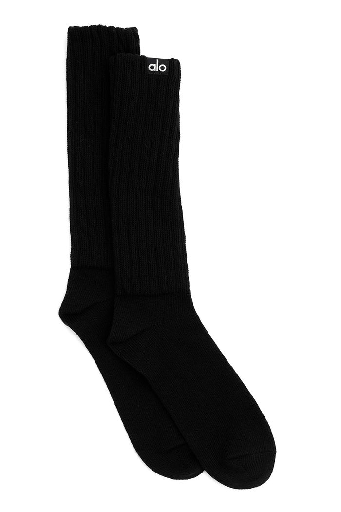 Alo Yoga Scrunch Women's Socks Black | TKEBWGZ-24