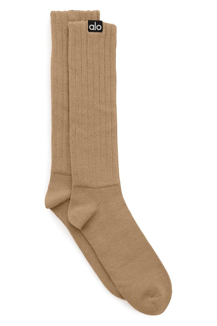 Alo Yoga Scrunch Women's Socks Brown | WQXAEVL-59