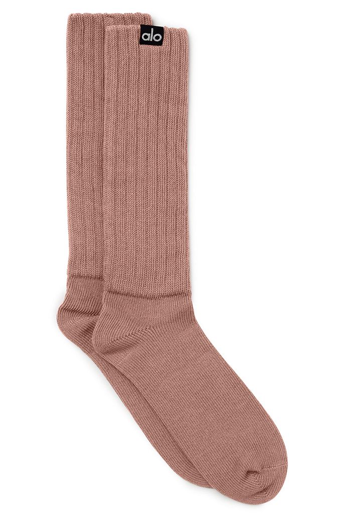 Alo Yoga Scrunch Women's Socks Dark Red | PJDHWMG-07