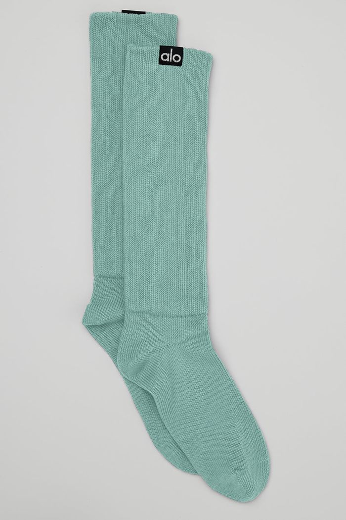 Alo Yoga Scrunch Women's Socks Light Blue | VUJADIF-81