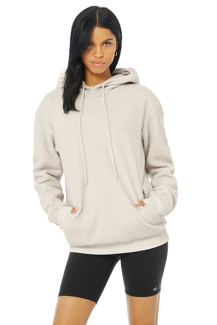 Alo Yoga Sherpa Women's Hoodie Beige | VOKEHIZ-49