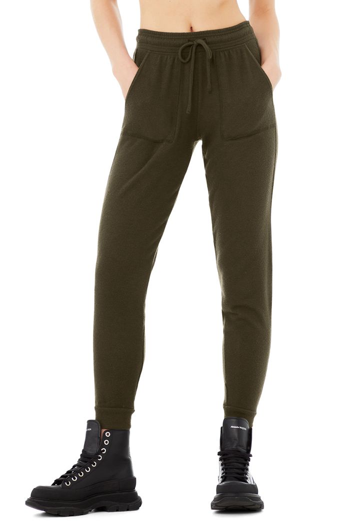 Alo Yoga Soho Sweat Women's Pants Dark Olive | EQFKODI-09