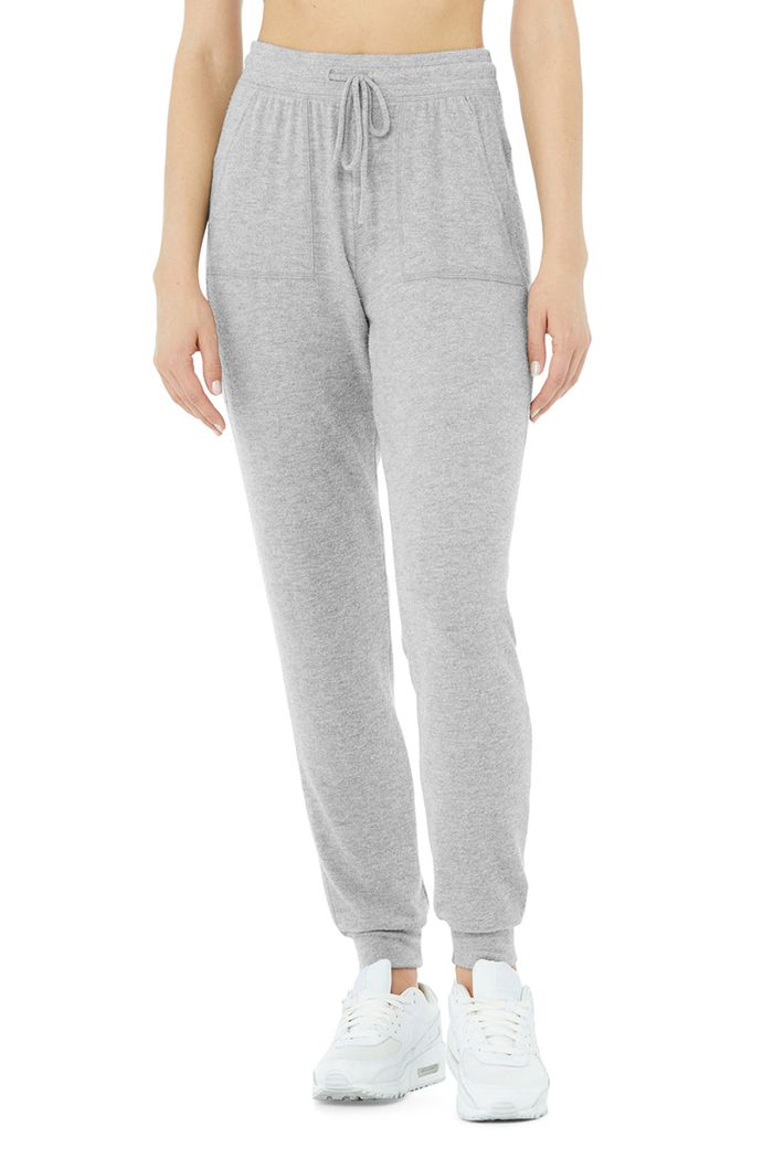 Alo Yoga Soho Sweat Women's Pants Grey | TVAPOUD-42