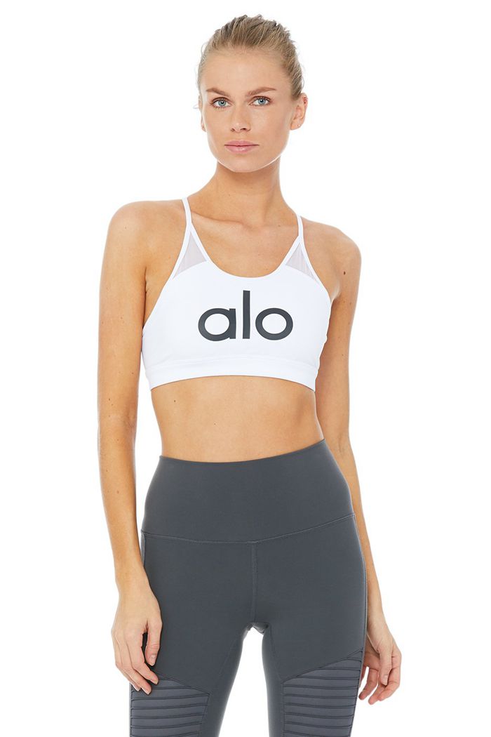 Alo Yoga Starlet Women's Bras White | JRVCBNK-48