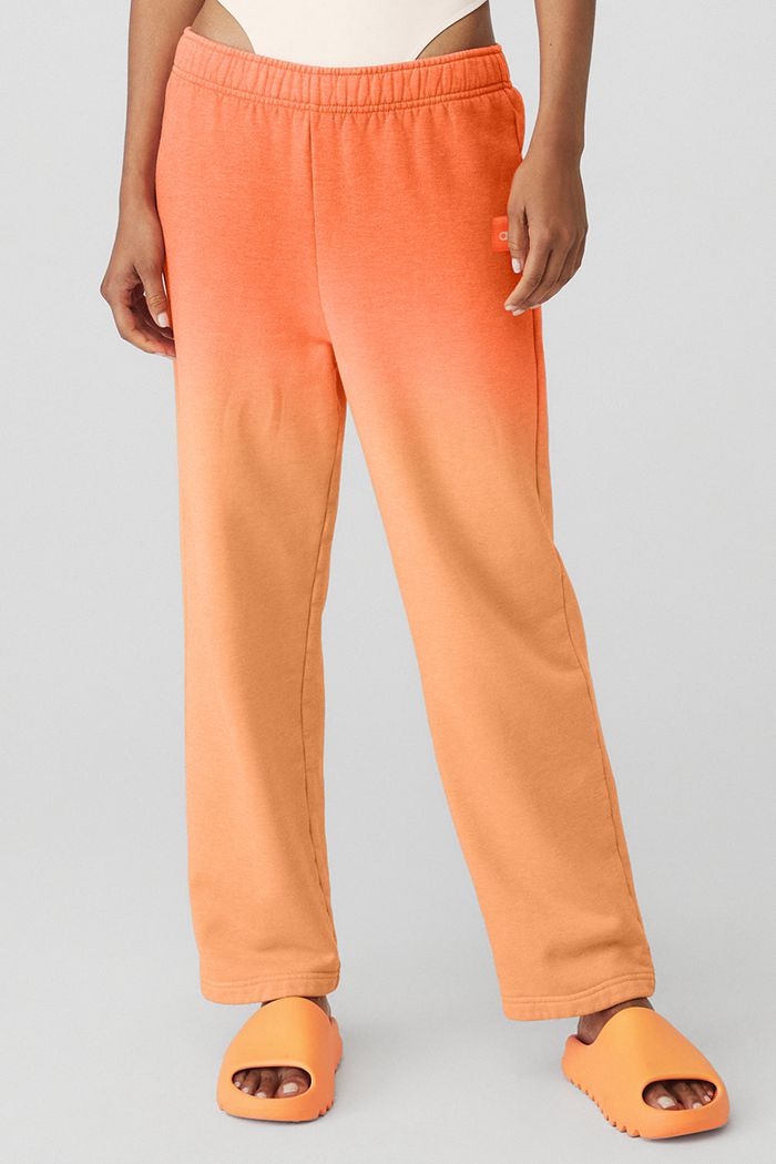 Alo Yoga Straight Leg Ombre Sweat Women's Pants Orange | OWGLRDJ-08