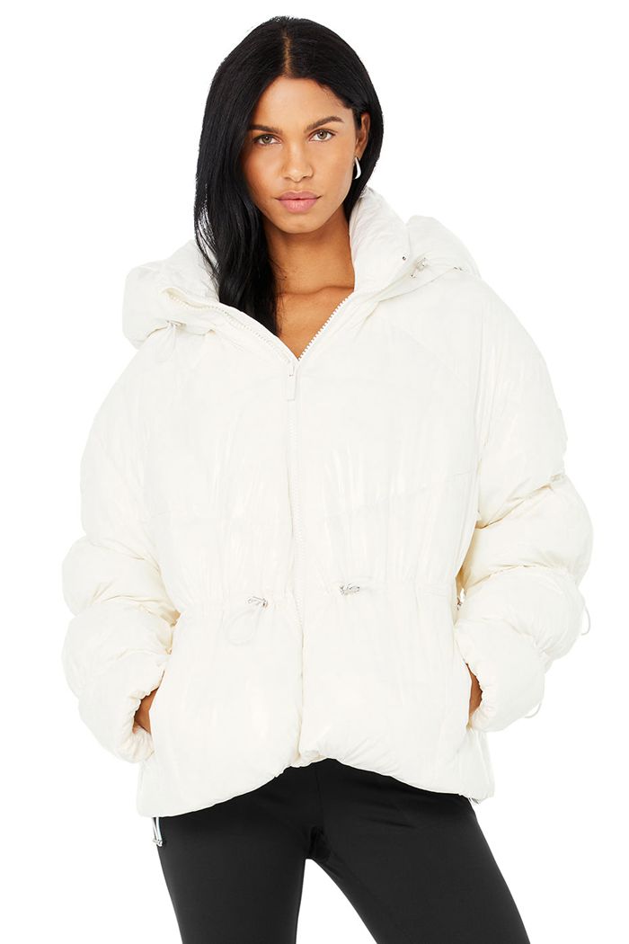 Alo Yoga Stunner Puffer Women's Jackets White | HAZVWEL-20