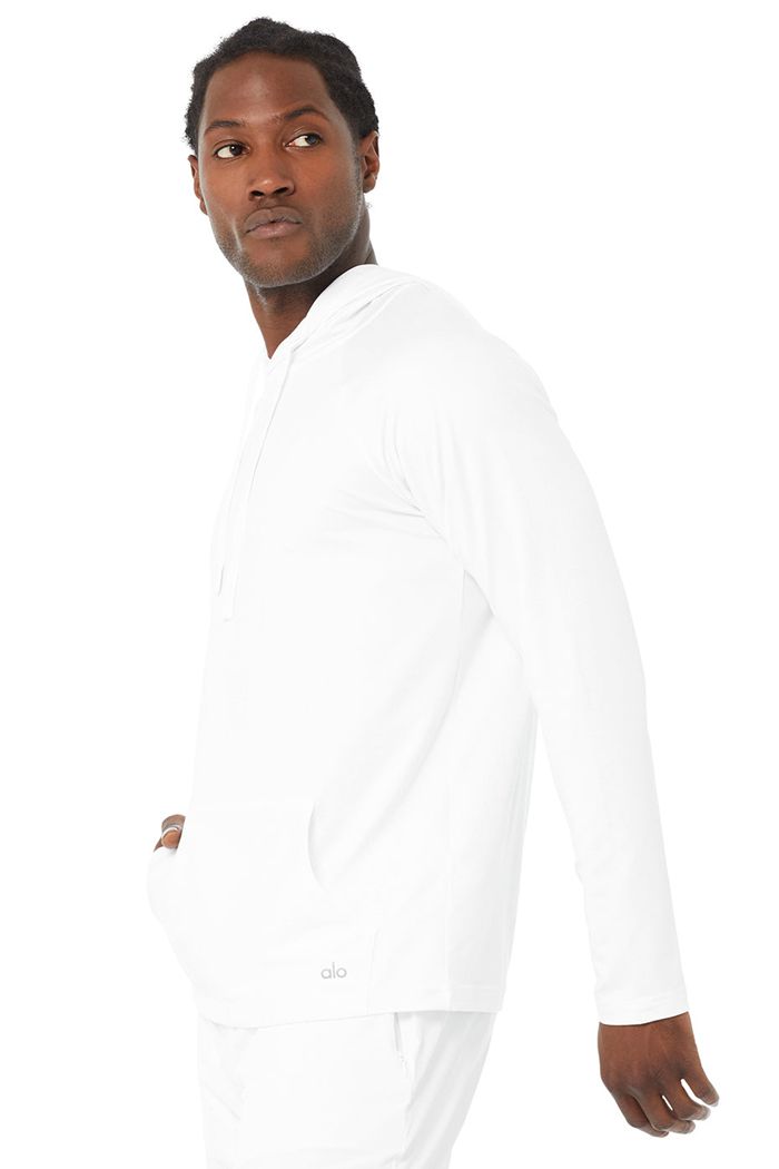 Alo Yoga The Conquer Men's Hoodie White | QSWYFCP-97