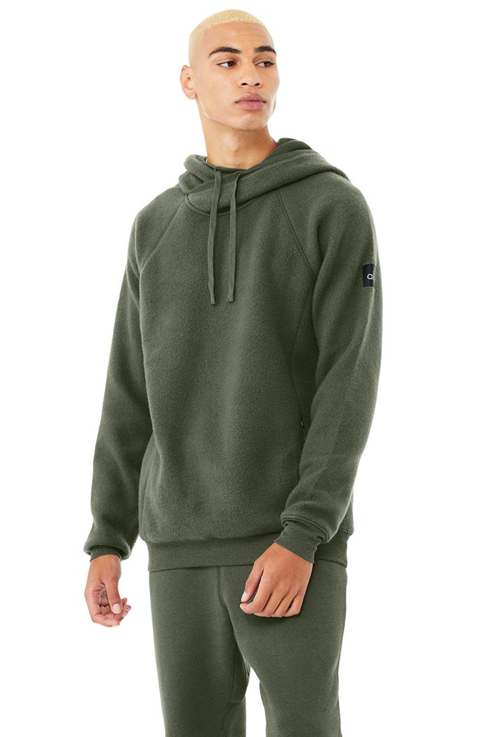 Alo Yoga The Triumph Men's Hoodie Dark Green | IYVOUFC-73