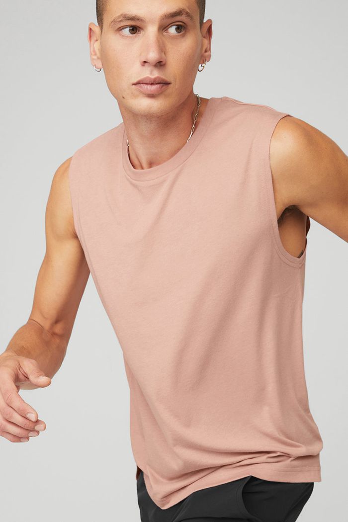 Alo Yoga The Triumph Muscle Men's Tank Tops Pink | KIWXNZP-65