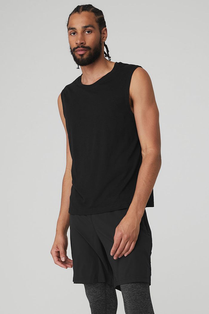 Alo Yoga The Triumph Muscle Men's Tank Tops Black | YVLUAZP-62