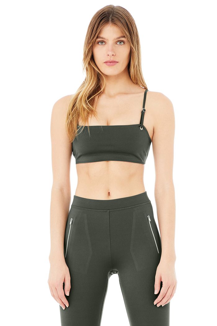 Alo Yoga Thrill Seeker Women's Bras Dark Green | PKHUXTN-79