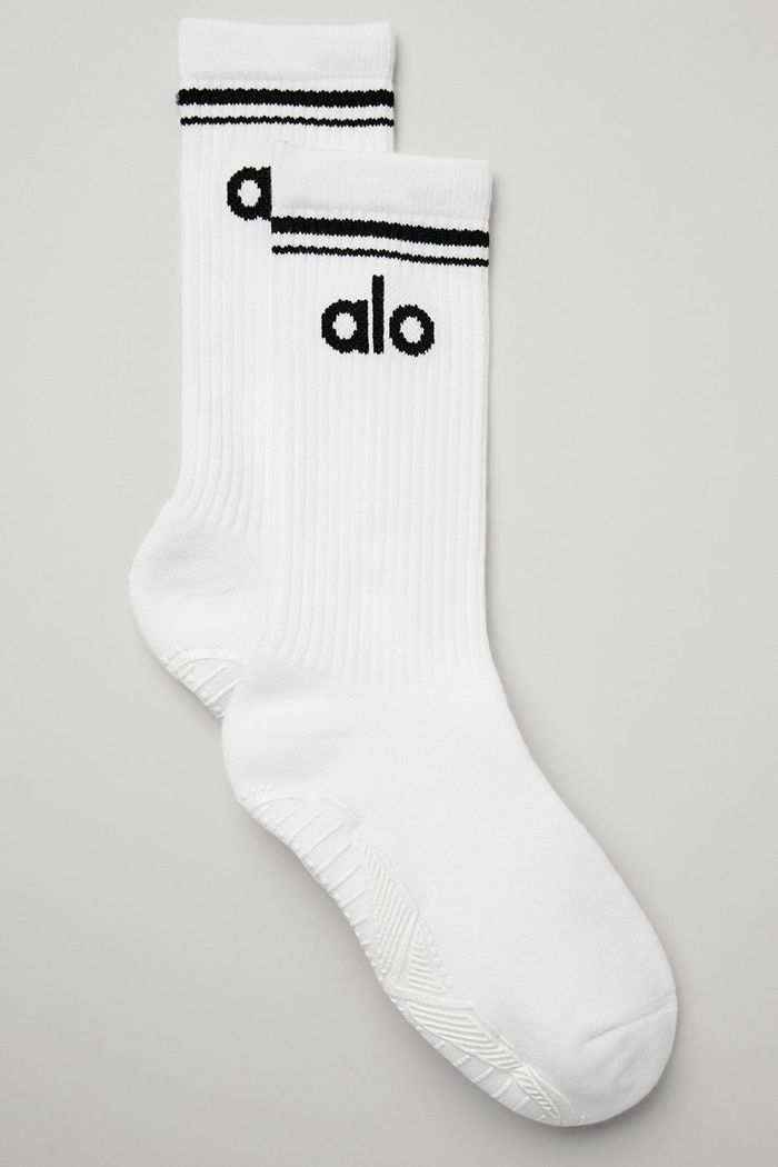 Alo Yoga Throwback Barre Women's Socks White | IZACLFK-98