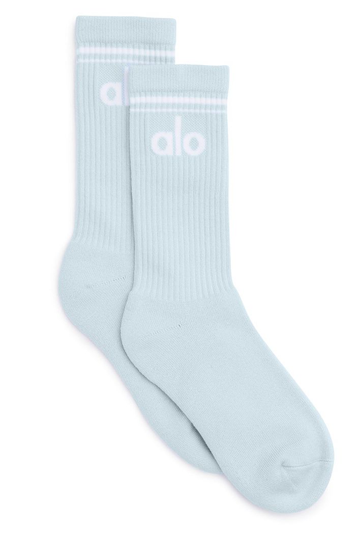 Alo Yoga Throwback Men's Socks Blue White | ZEWYXLJ-39