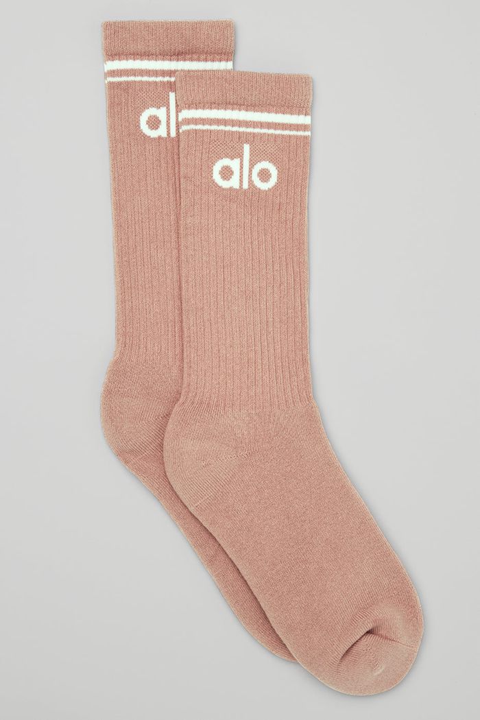 Alo Yoga Throwback Men's Socks Pink | TZUHCQA-04