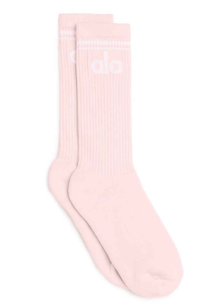 Alo Yoga Throwback Men's Socks Pink White | ISBJLVP-73