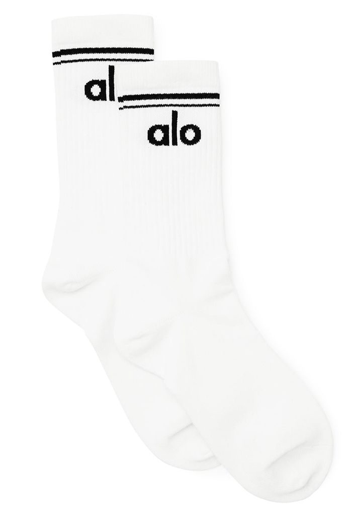 Alo Yoga Throwback Women's Socks White | OZHQSYF-84