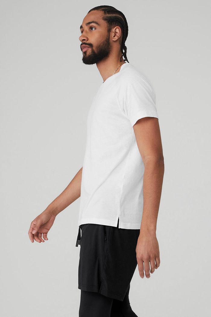 Alo Yoga Triumph Crew Neck Tee Men's Short Sleeve White | LKWTPUE-61