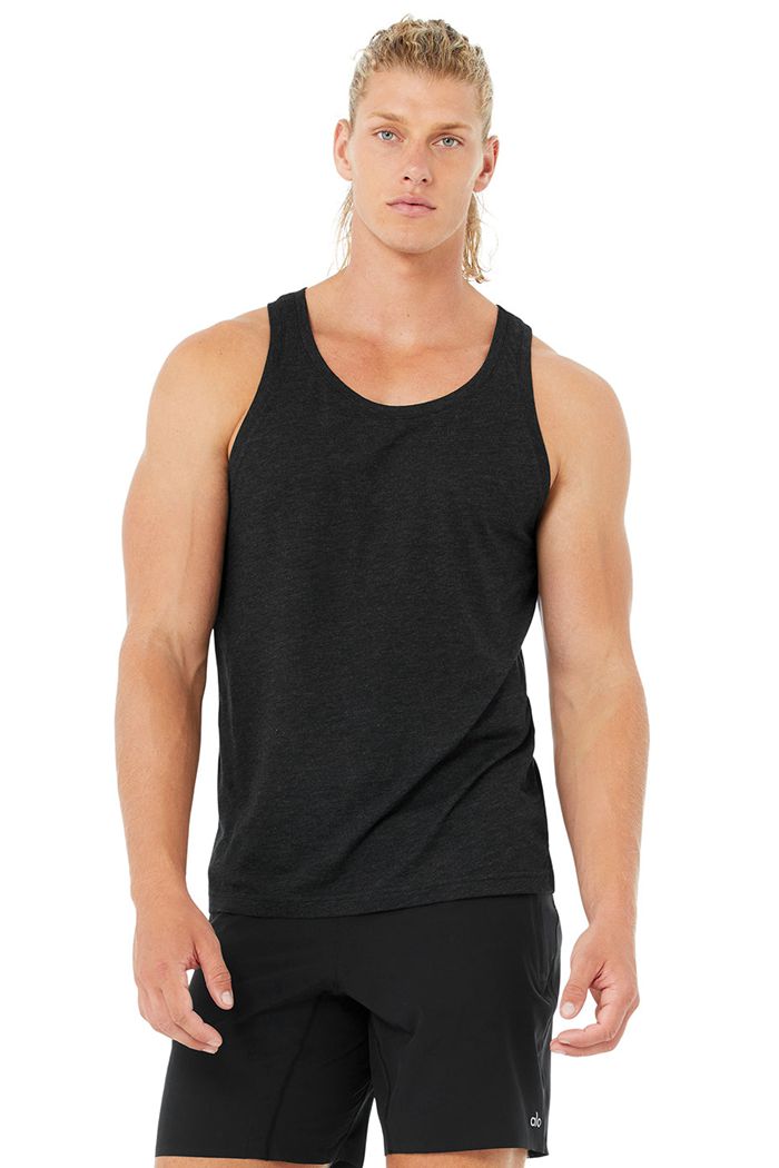 Alo Yoga Triumph Men's Vest Black | HLADUFX-54